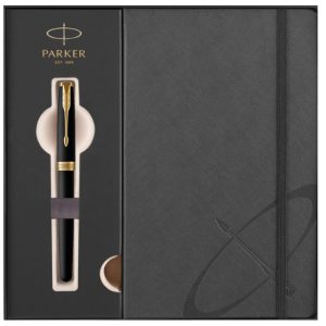 Набор Parker Sonnet Black GT (ручка роллер + блокнот)